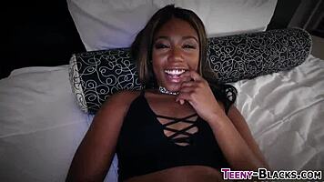hey, check out this ebony teen blowing that big cock in pov