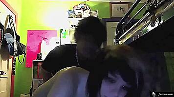 Cute teen emo girl performs on webcam