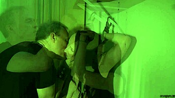 Bella Angel Sucks BDSM Master During Machine Fuck