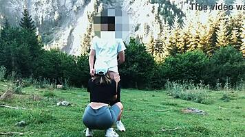 Big Ass Tourist Bent Over in Forest Doggy