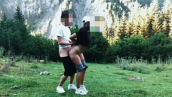 Big Ass Tourist Bent Over in Forest Doggy