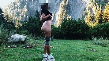 Big Ass Tourist Bent Over in Forest Doggy