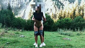 Big Ass Tourist Bent Over in Forest Doggy