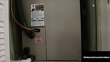 Kimber lee gives handyman sloppy blowjob in lingerie