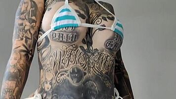 Sheer micro bikini try on with big natural tits