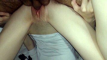 me and my girlfriend share love with her pink pussy and white skin