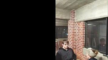 Bold college blonde lost bet, sucks off young 18+ dude intensely