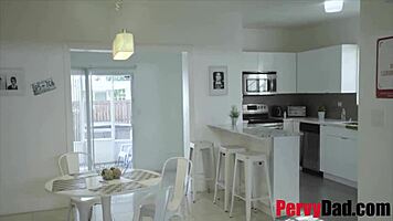 Step daughter Brie Klein sucks cock