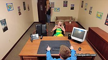 two blondes visit the principal at work