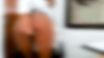 hot doctor sneaks into her office to masturbate with a dildo, her tight wet pussy aching for release