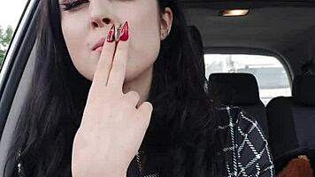 Hot Adams Family daughter SMOKES in car before teasing