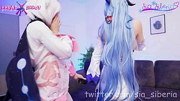 Paimon, are you instructing Ganyu in lesbian sex with dildos and kissing?