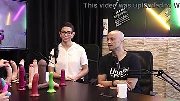Eilani Quina and Victor Luciano try different cocks in sheer red lingerie!