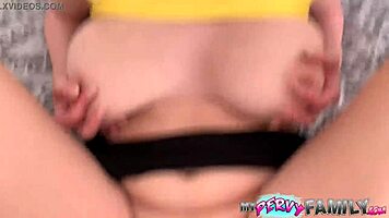 Big tit college babe breaks into vacant home and fucks stepbrother in taboo sex