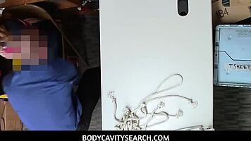 Teen shoplyfter gets pussy drilled from behind by lp officer at work