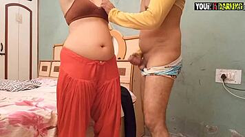 Young Stepmother Seduces Stepson with Hot Blowjob and Doggystyle Creampie Action.