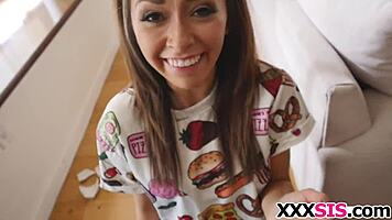 Kara Faux Blows Her Stepbro's Monster Cock Hard!