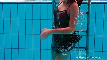 Oh, Brunette Tight Babe Nata Szilva in the Pool!