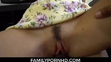 Teen Catches Step Bro With Boner And Gives Him A Blowjob While Bent Over In POV View With Cumshot On Small Tits.