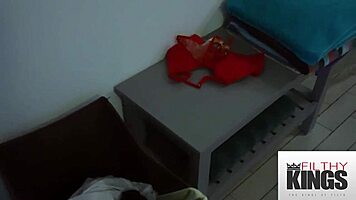 my gorgeous brunette gf lets me fuck her hard after shower