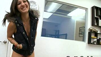 cute petite latina gets facial cumshot on her face in amateur scene.