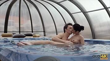 Wet Fucking In Jacuzzi With Old Man!