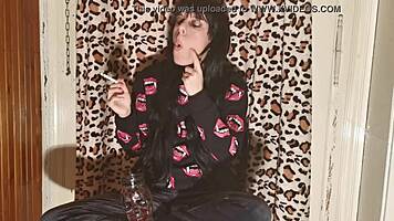 Smoking Goth Girl Unwinds After Long Backstage Day in HD