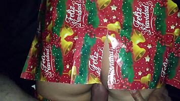 Stepsister Packs Ass For Christmas Cumshot