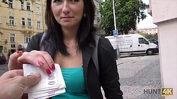 in hunt4k, a submissive cuckold watches his slutty girlfriend get fucked hard by her lover