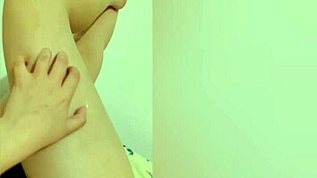 My hot stepsister films her sexy legs for a footjob orgasm on phone