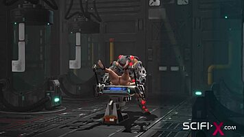Sci-Fi Male Cyborg Restrains Sexy Young 18+ Hottie in Lab