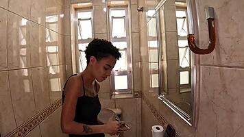 Larinha Small Exposes Natural Tits In Mansion Photoshoot