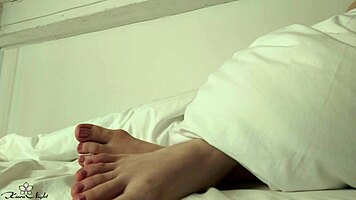 blonde's oiled legs getting a sensual massage