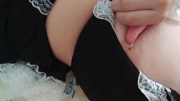 Young maid with big tits bounces for her boss in a close-up video to get a pay raise and reach orgasm