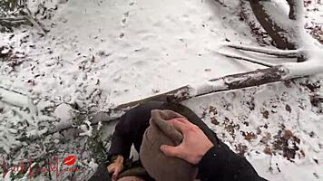 Asian Babe Luna Sucks BWC in Snowy Public Park, Nearly Caught in Action