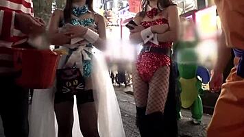 japanese babe in bunny costume shakes ass and rides for cumshot