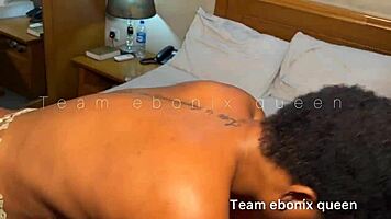 Petite ebony teen gets piped down by monster cock lover!