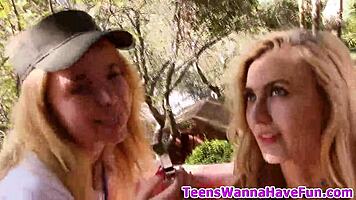 amateur teen lesbians masturbate and finger at outdoor party