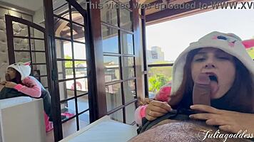 OMG, redhead teen gives magical deepthroat blowjob and swallows! 🔥