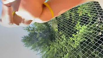 Blowjob on Balcony Before Hot Outdoor Sex! Footjob by Pool!