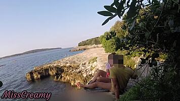 teen teacher sucks cock on public beach in croatia, super risky
