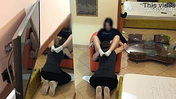 Cam caught university friends boy eating hot brunette's shaved pussy in public.