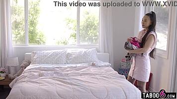 Hey, Korean babysitter finds the hidden cam and seduces the sneaky watcher. What would you do?