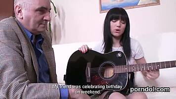 Elegant young girl tempted and banged hard by older lecturer in class