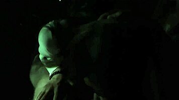 Flashing pussy and panties in a sexy mini skirt before public blowjob