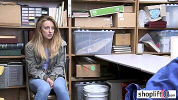 Blonde Teen 18+ Busted by Cop for Stealing Clothes! Wow!