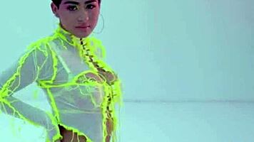 Amazing Latina teen Mia Valentine shows hot big ass during posing