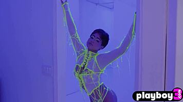 Amazing Latina teen Mia Valentine shows hot big ass during posing