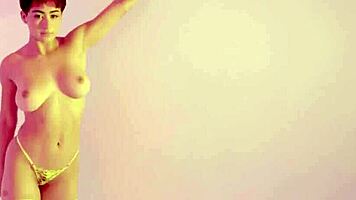 Amazing Latina teen Mia Valentine shows hot big ass during posing