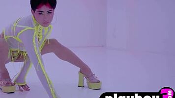 Amazing Latina teen Mia Valentine shows hot big ass during posing